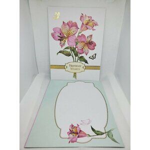 Thoughts & Inspirations Birthday Wishes Pink Gold Trim Greeting Card – Elegant